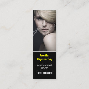 Simple Black Panel Headshot Mini Business Card