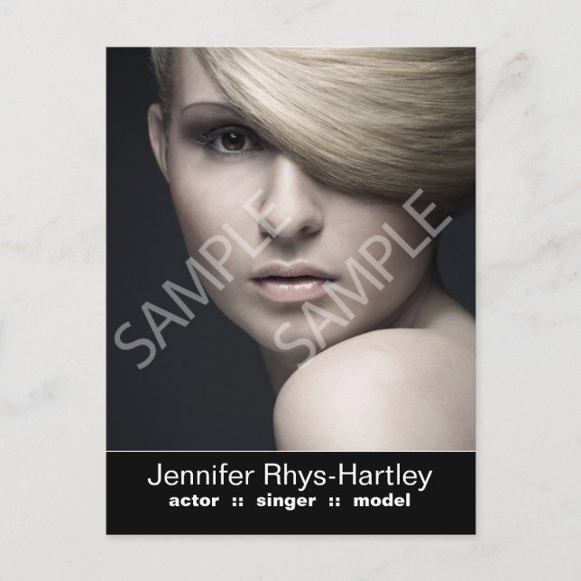 Simple Black Panel Headshot Postcard (Front)