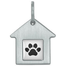 Simple Black Paw Framed Pet Tag
