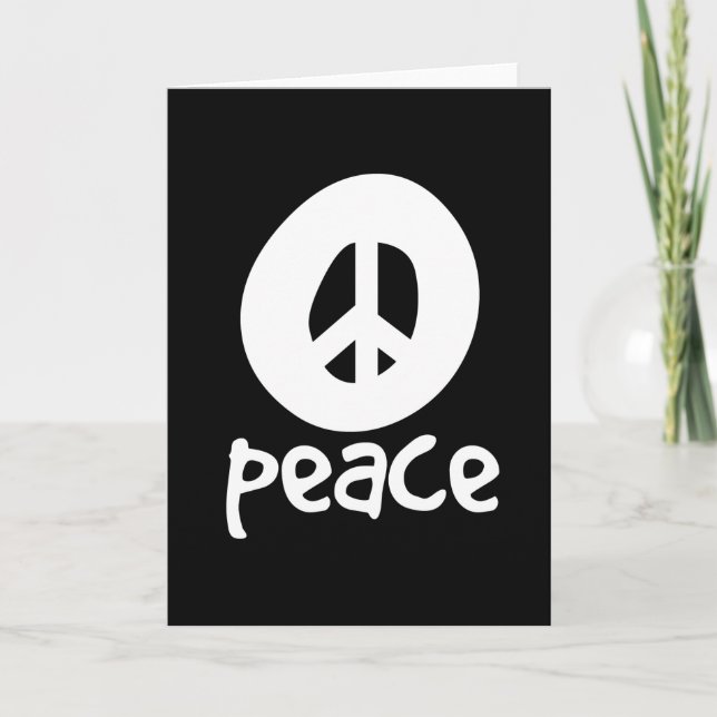 Simple Black Peace Sign Card (Front)