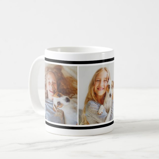 Simple Black Pet Dog Custom Photo Collage Coffee Mug (Front Left)
