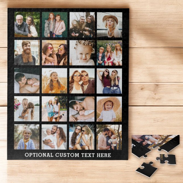 Simple Black Photo Collage 20 Picture Personalised Jigsaw Puzzle (Creator Uploaded)