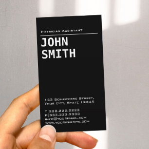Simple Black Physician Assistant Business Card