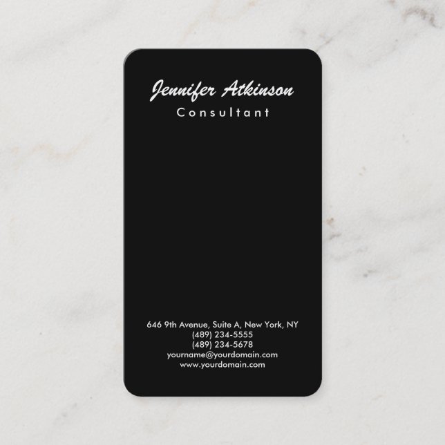 Simple Black Plain Brush Script Minimalist Modern Business Card (Front)