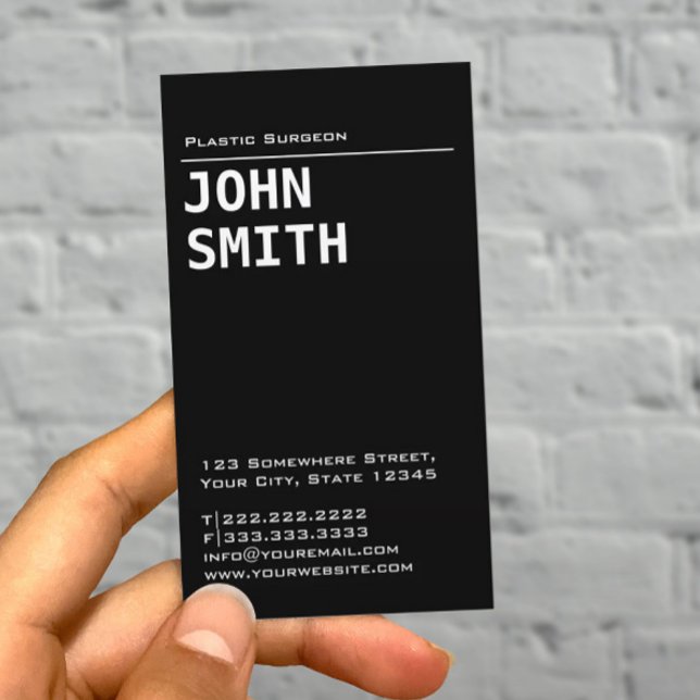 Simple Black Plastic Surgeon Business Card (Creator Uploaded)