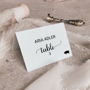 Simple Black Pork Meal Option Place Card