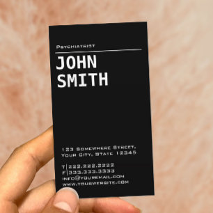 Simple Black Psychiatrist Business Card