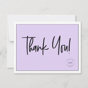 Simple Black Purple Company Logo Social Thank You Card