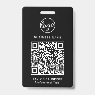 Simple Black QR Code Employee ID Badge