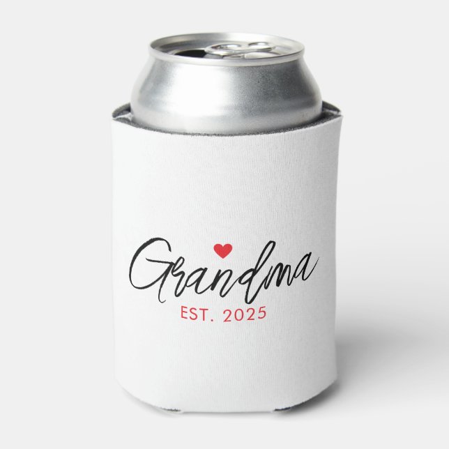 Simple Black & Red Typography New Grandma Can Cooler (Can Front)
