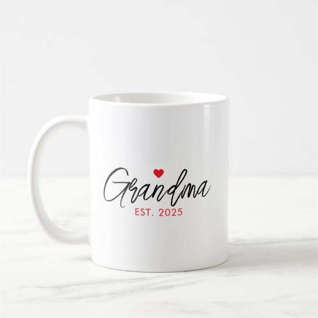 Simple Black & Red Typography New Grandma Coffee Mug (Left)