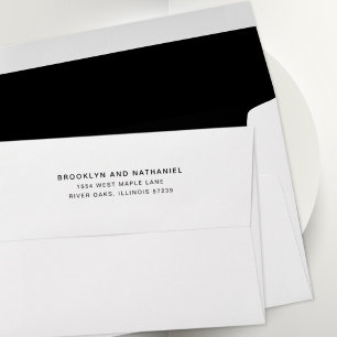Simple Black Return Address Lined Envelope