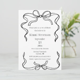 Simple Black Ribbon Frame Bridal Shower Invitation
