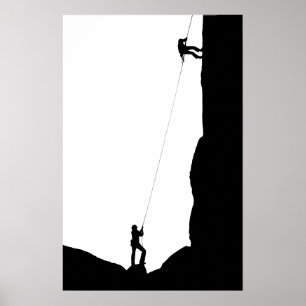 Simple Black Rock Climbing Silhouette Poster