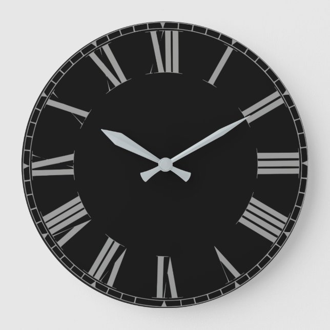 Simple black roman numerals large clock (Front)