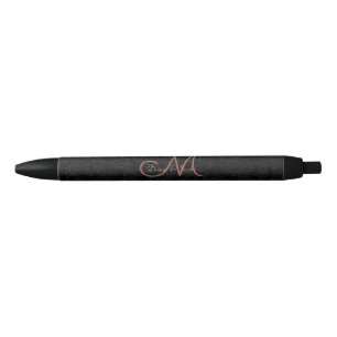 Simple Black Rose Gold Elegant Wedding Monogram Ink Pen