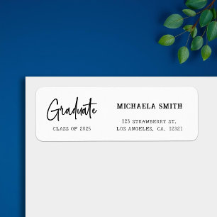 Simple Black Script Graduation Return Address Label