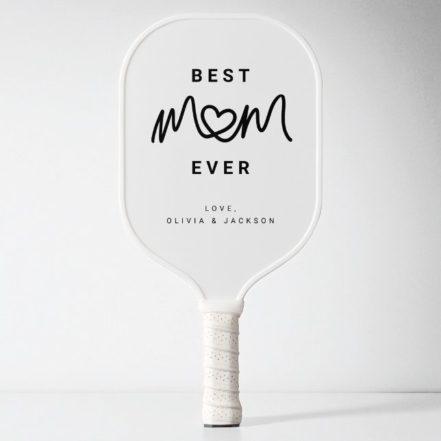 Simple Black Script Heart Modern Best Mum Ever Pickleball Paddle (Simple Black Script Heart Modern Best Mom Ever Pickleball Paddle)
