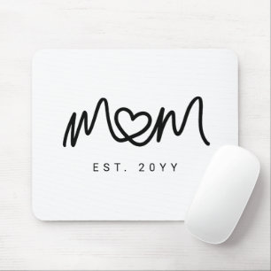 Simple Black Script Heart Mother Mum Established Mouse Pad