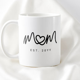 Simple Black Script Heart New Mum Established Est Coffee Mug