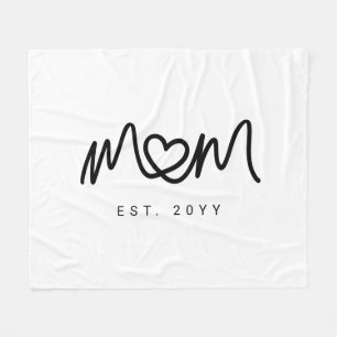 Simple Black Script Heart New Mum Established Fleece Blanket