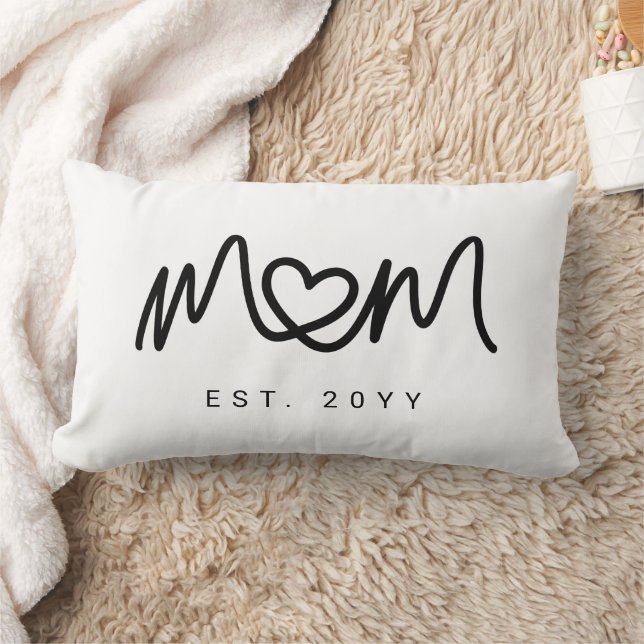 Simple Black Script Heart Unique Mum Established Lumbar Cushion (Blanket)