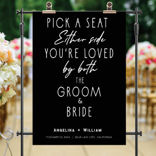 Simple Black Script Modern Wedding Welcome Poster