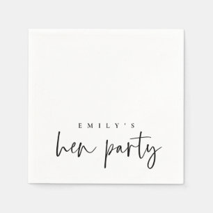 Simple Black Script Name Hen Party Napkins
