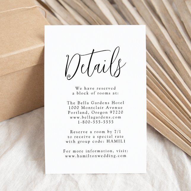 Simple Black Script Wedding Details Enclosure Card (Creator Uploaded)
