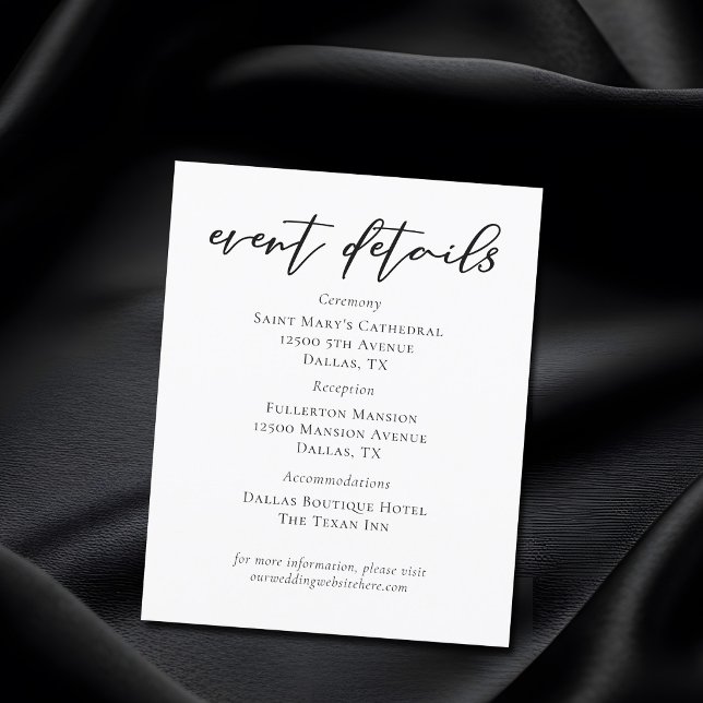 Simple Black Script Wedding Event Details Sheet (Creator Uploaded)
