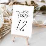 Simple Black Script Wedding Table Number<br><div class="desc">Elegant wedding table numbers featuring the table number displayed in a simple black script with a white background. The text and background colours can be changed to your wedding colours using the editing tools.</div>
