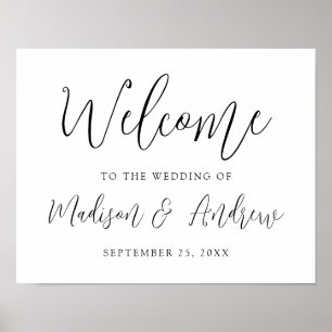 Simple Black Script Wedding Welcome Poster