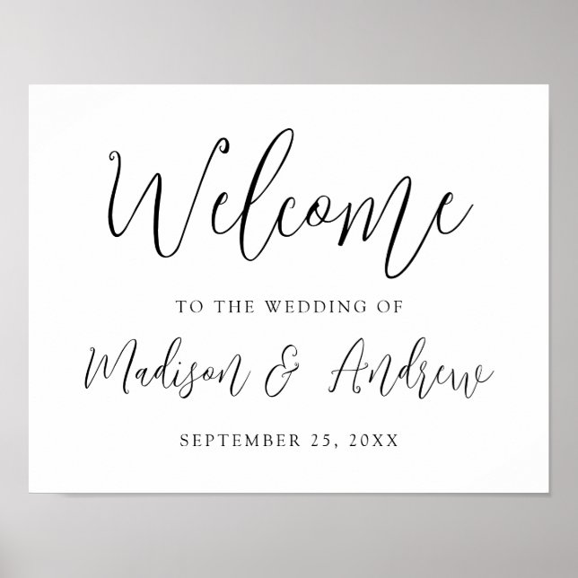 Simple Black Script Wedding Welcome Poster (Front)