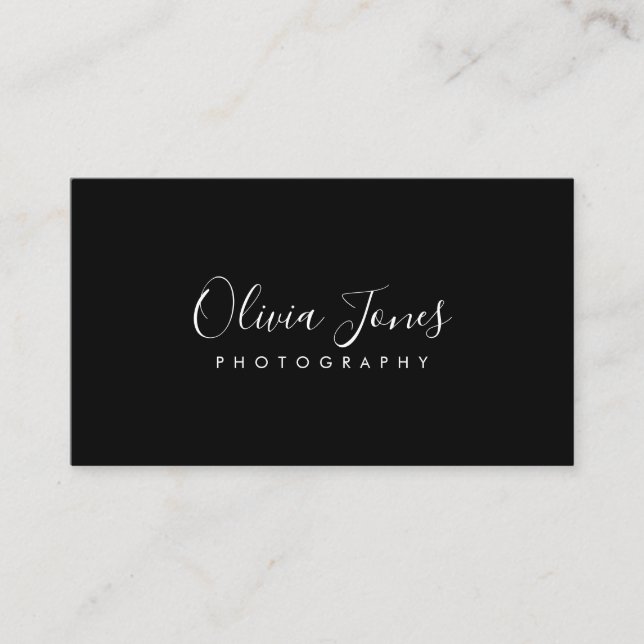 Simple Black Signature Script Social Media Icons Business Card (Front)
