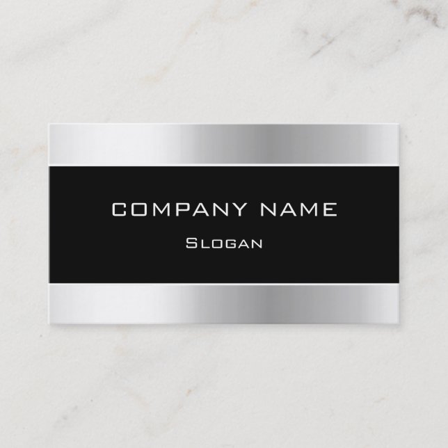 Simple Black & Silver Business Card (Front)