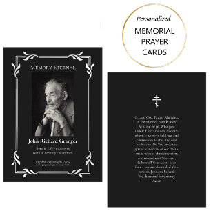 Simple Black & Silver Orthodox Funeral Prayer Card