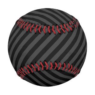 Simple Black & Smoky Black Narrow Diagonal Stripes Baseball