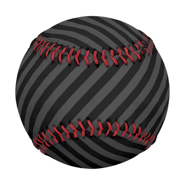 Simple Black & Smoky Black Narrow Diagonal Stripes Baseball (Front)