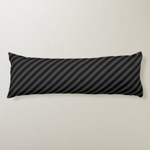 Simple Black & Smoky Black Narrow Diagonal Stripes Body Cushion