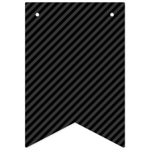 Simple Black & Smoky Black Narrow Diagonal Stripes Bunting