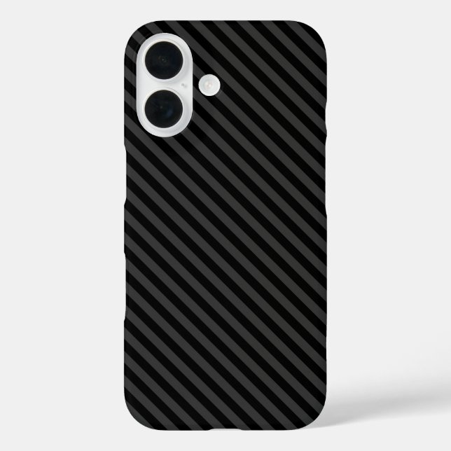 Simple Black & Smoky Black Narrow Diagonal Stripes Case-Mate iPhone Case (Back)