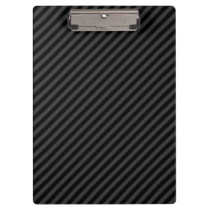 Simple Black & Smoky Black Narrow Diagonal Stripes Clipboard