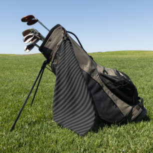 Simple Black & Smoky Black Narrow Diagonal Stripes Golf Towel