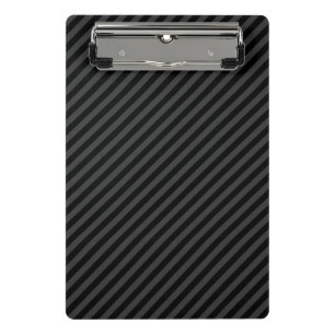 Simple Black & Smoky Black Narrow Diagonal Stripes Mini Clipboard