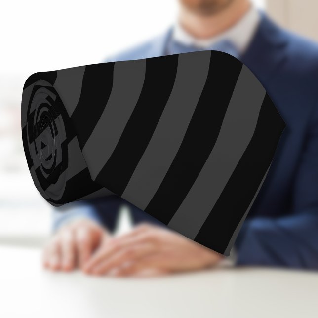 Simple Black & Smoky Black Narrow Diagonal Stripes Tie (Creator Uploaded)