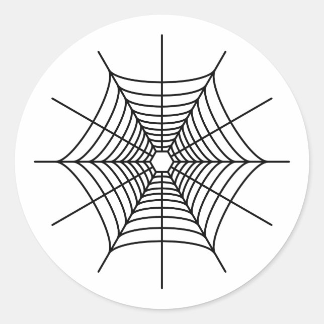 Simple Black Spiderweb Shape Halloween Classic Round Sticker (Front)