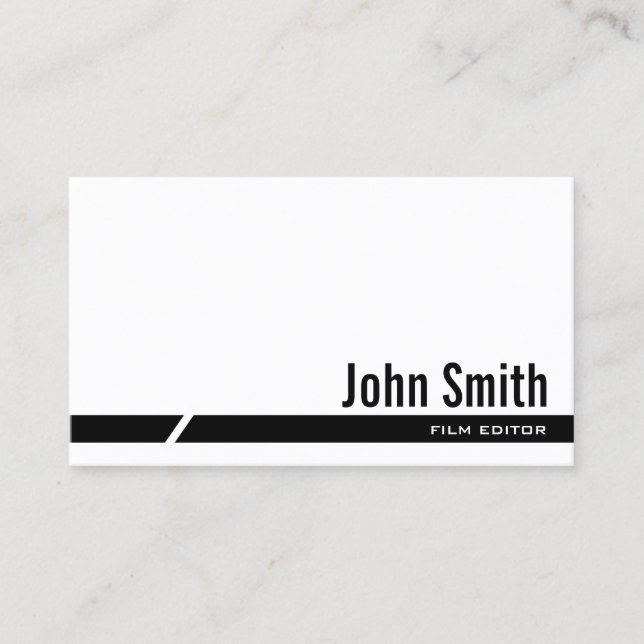 Simple Black Stripe Film Editor Business Card (Front)