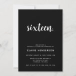 Simple Black Sweet 16th Birthday Party Invitation<br><div class="desc">Simple Black Sweet 16th Birthday Party Invitation</div>