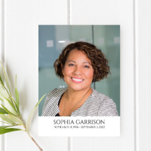 Simple Black Text Funeral Prayer Card with Photo