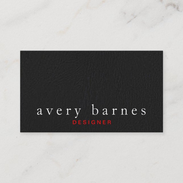 Simple Black Textured Leather Look Professional Business Card (Front)